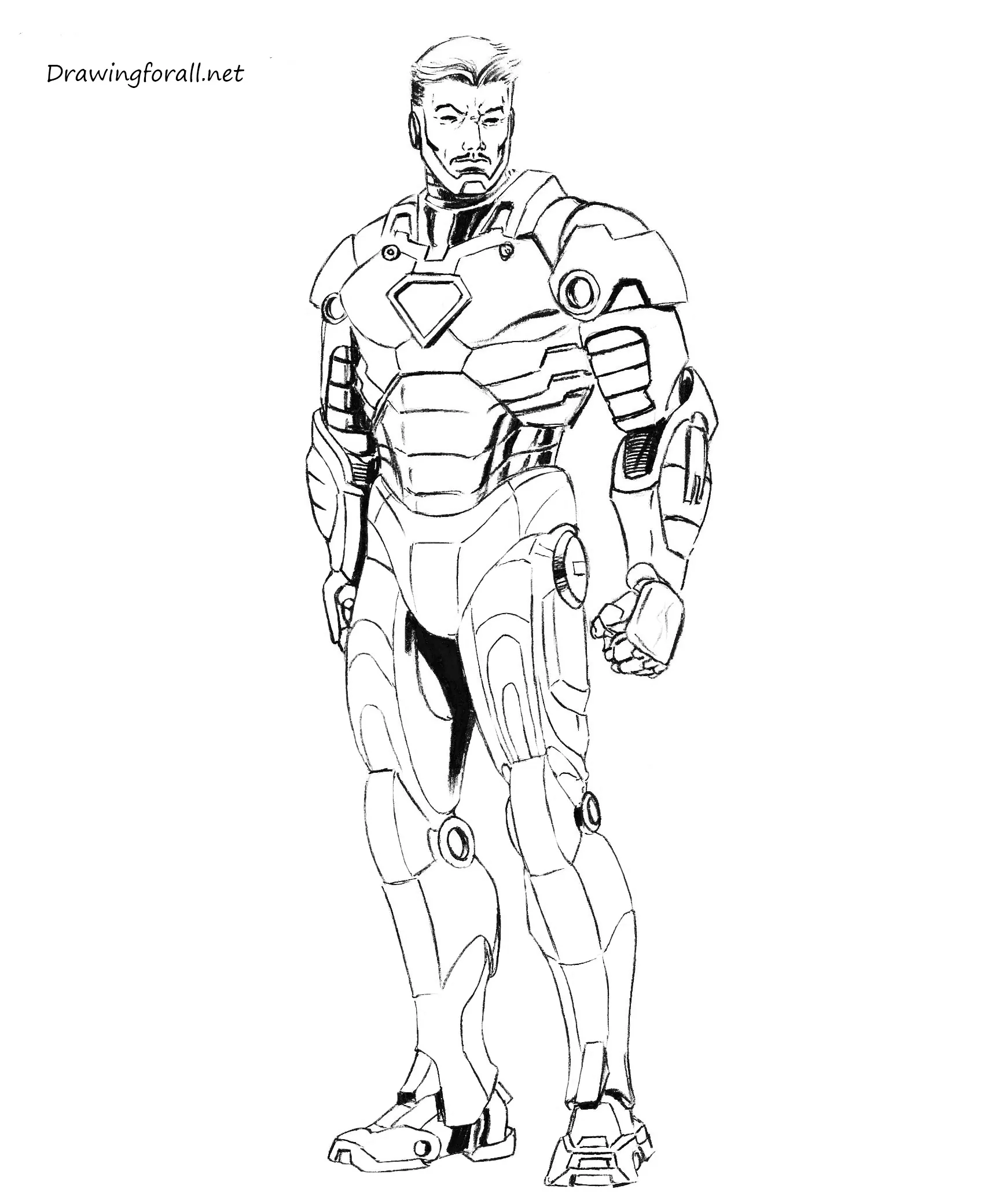 Iron Man Cartoon Drawing Full Body How to draw iron man step by step