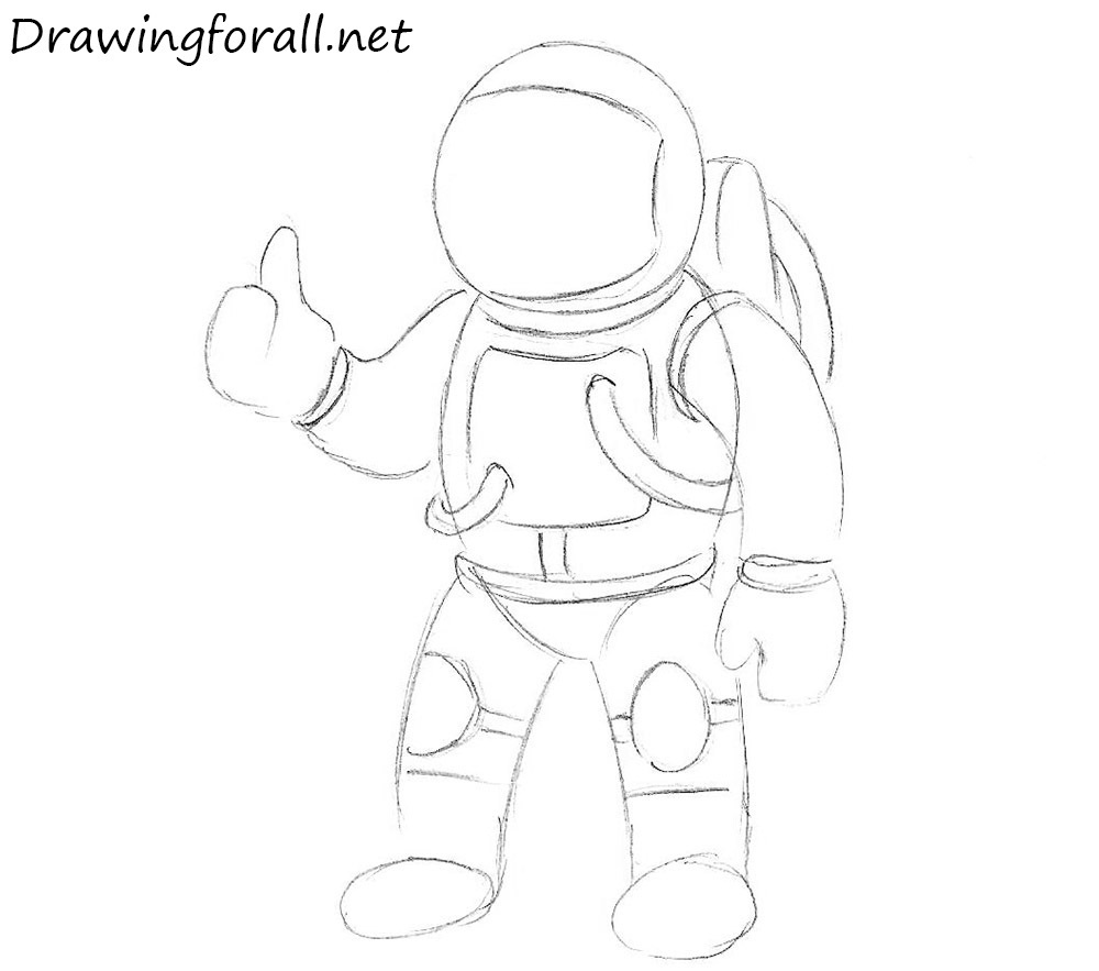 astronaut draw drawing drawingforall protectors hoses knee helmet adding chest start glass доску выбрать