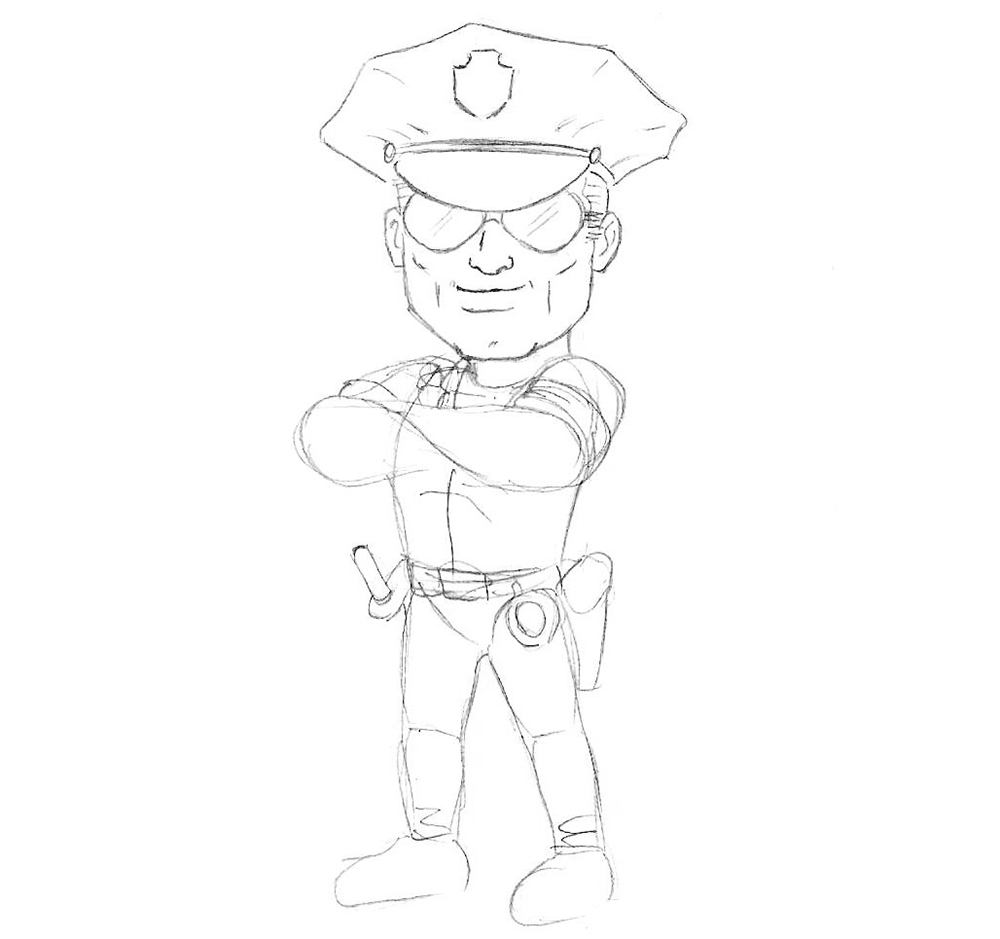 How to Draw a Cartoon Policeman | Drawingforall.net