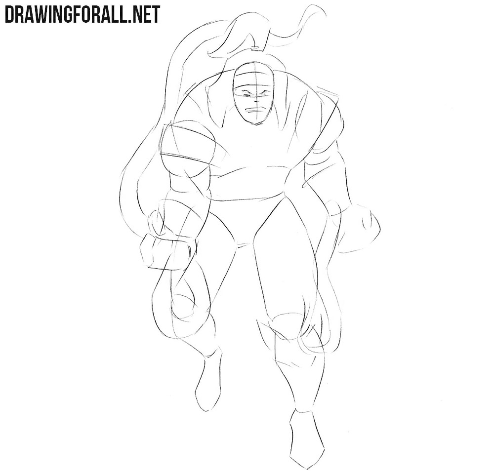 How to draw Omega Red step by step