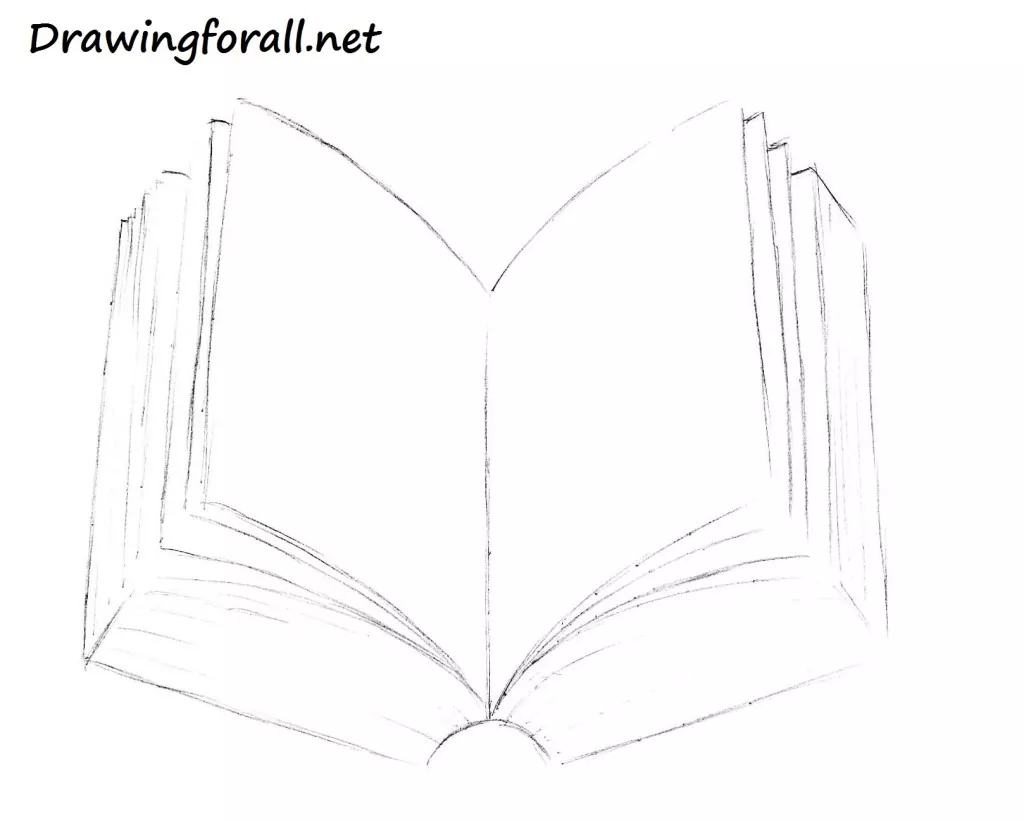 How to draw an open book with a pencil step-by-step drawing tutorial