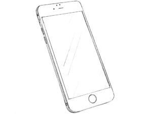Completed iPhone drawing with realistic shadows and subtle reflections.