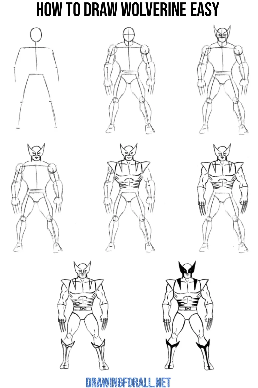 how to draw wolverine easy