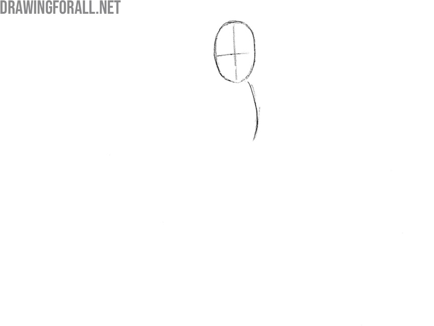 Sketch the head and spine of Logan