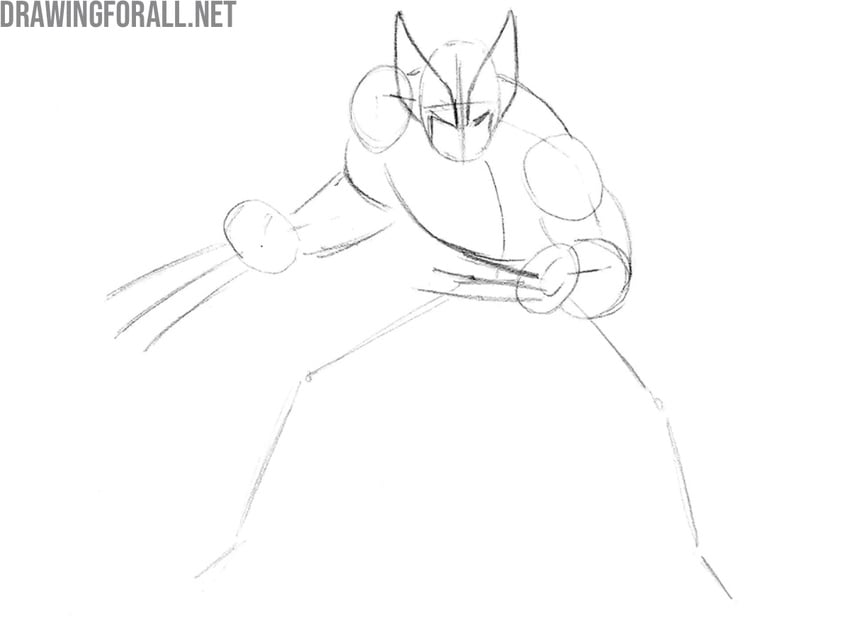 Sketch Logan’s chest, shoulders, and arms