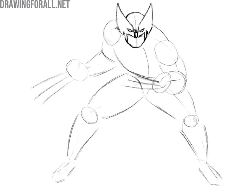 Draw out Wolverine’s mask and eyes