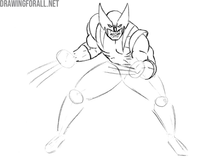 Draw Wolverine’s arms and gloves