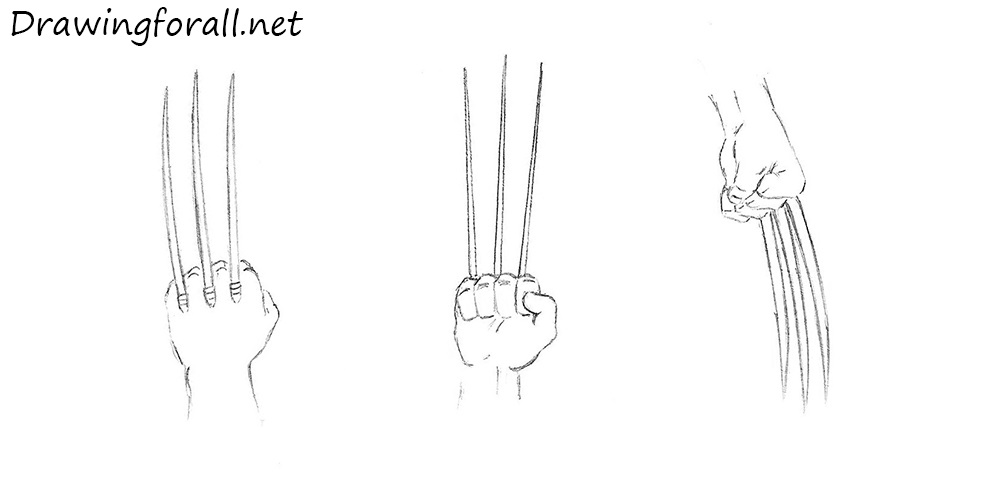 how to draw wolverine's claws step by step