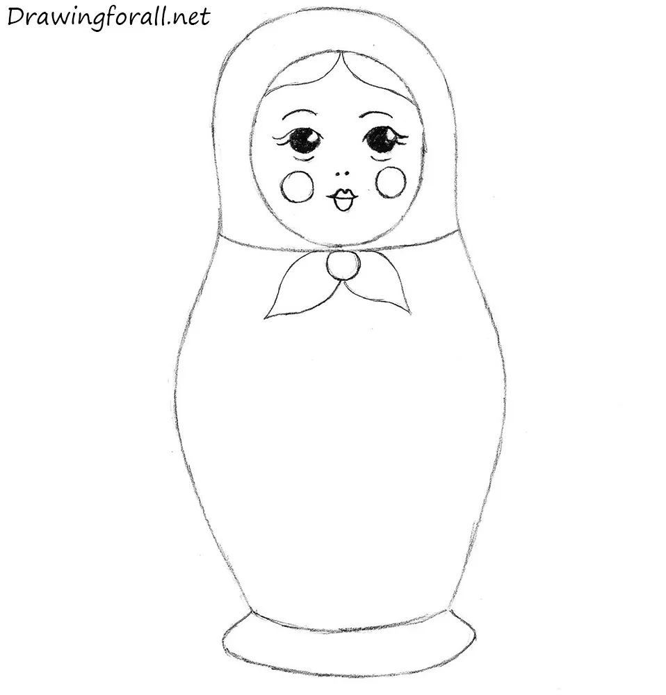 How to Draw a Matryoshka Doll step by step
