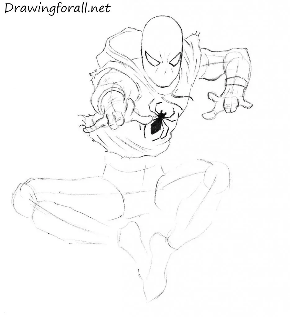 How to Draw Ben Reilly the Scarlet Spider step by step