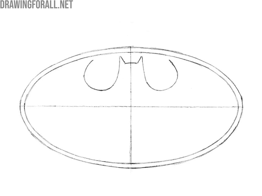 Sketch the bat head and ears
