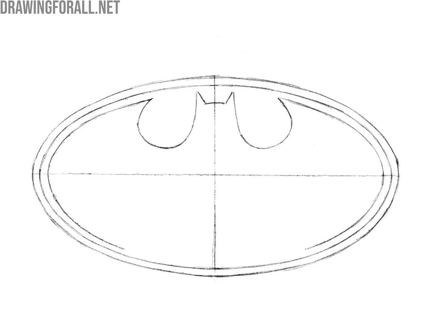 Sketch the outline of the bat’s wings