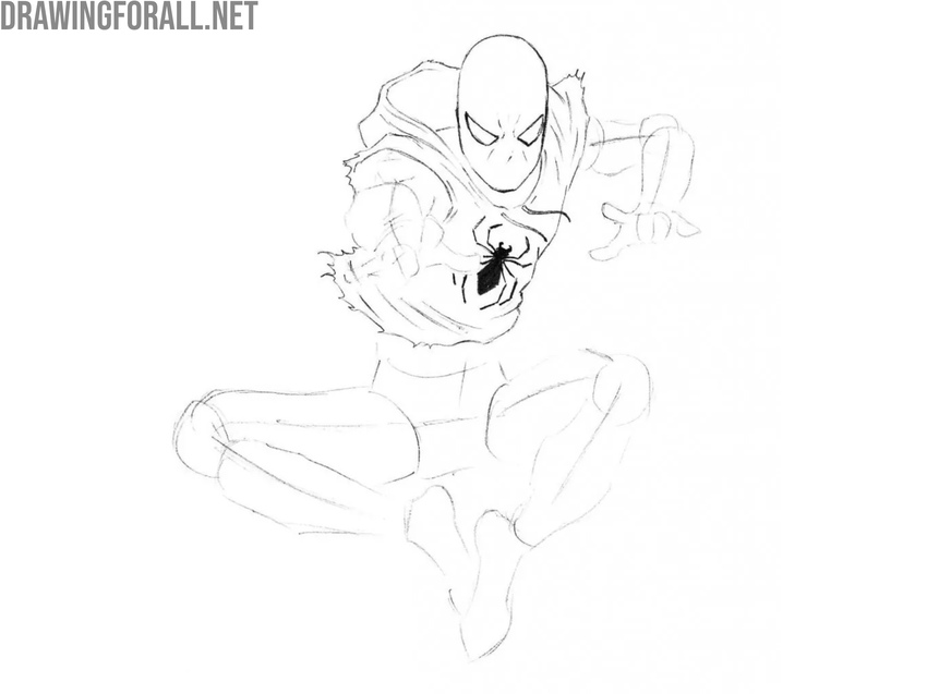 Refine the hoodie and draw the spider logo