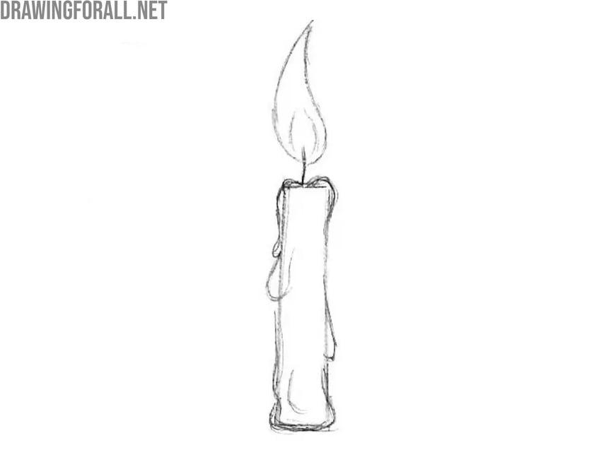 Draw the inner flame shape of the cand