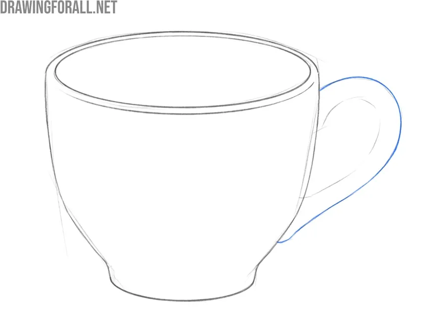 Trace the outer edge of the handle