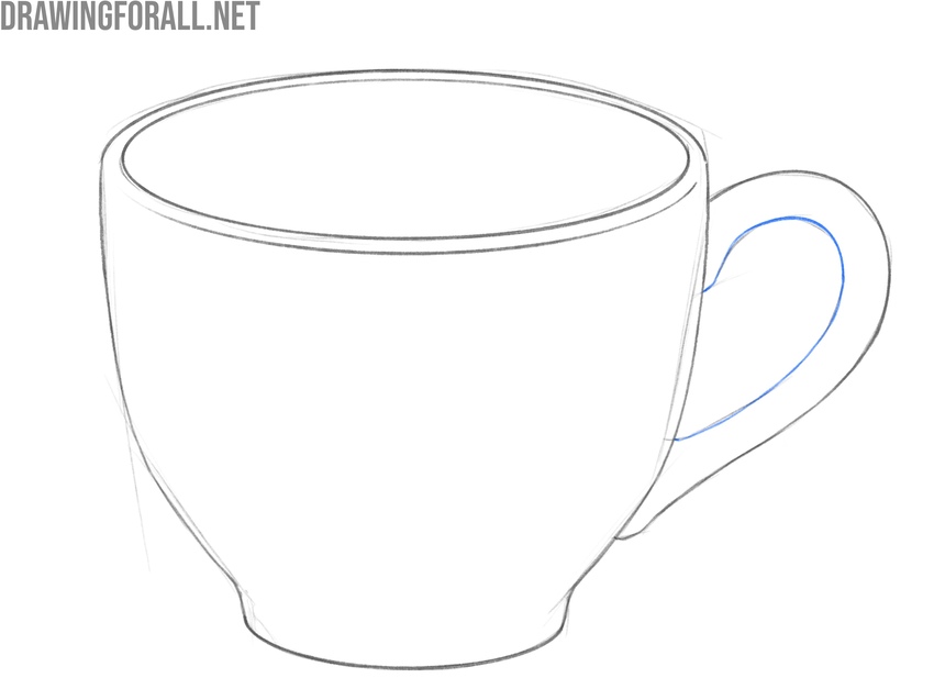 Draw the inner contour of the cup handle