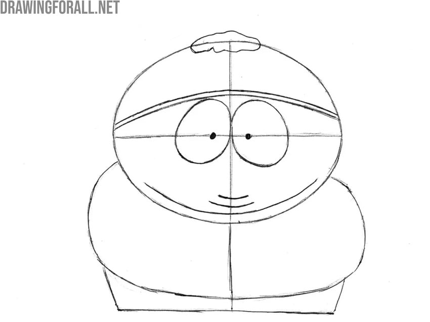 Draw the lower face of Eric Cartman