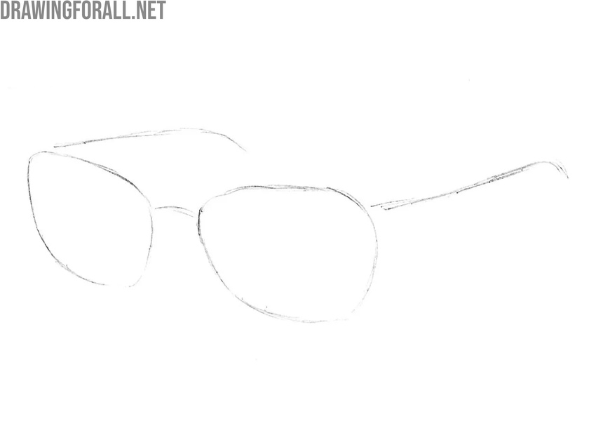 Lightly draw the glasses temples