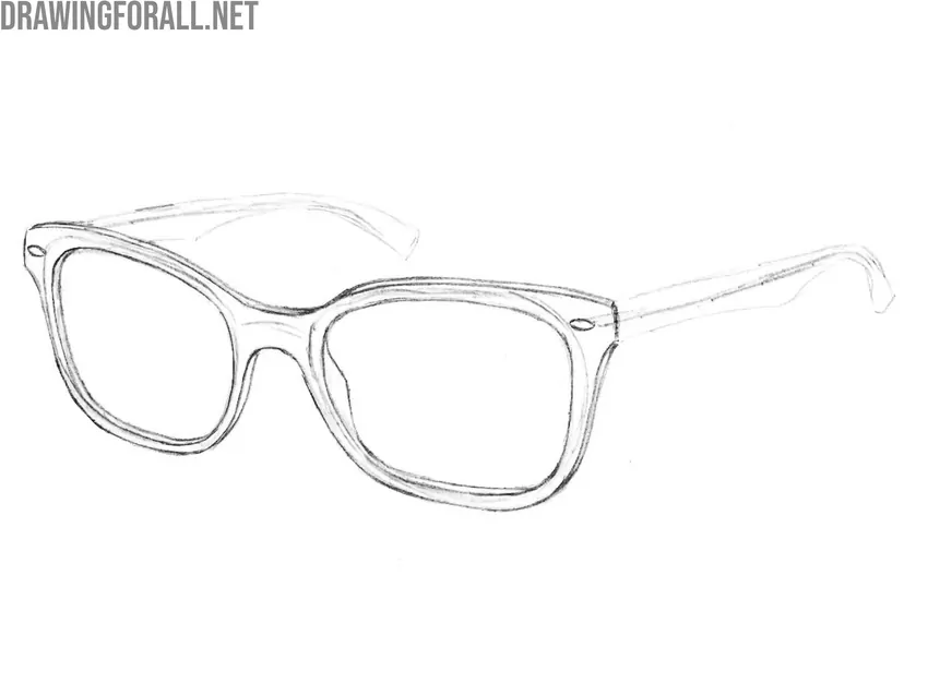 Draw the bottom rim of the glasses