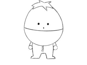 Finished drawing of Ike Broflovski from South Park with simple cartoon outlines.