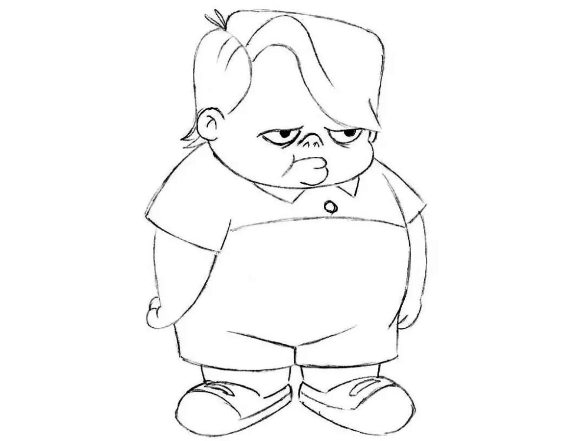 Finished drawing of Louie Anderson from Life with Louie in his signature outfit.