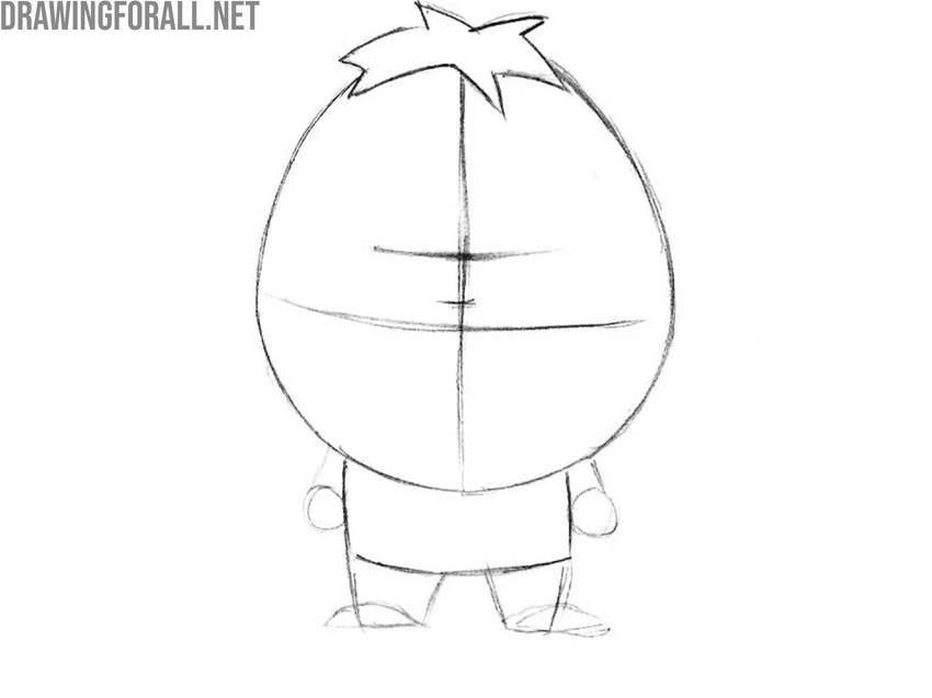 Sketch the pointed hair segments on top