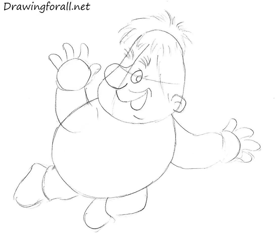 Sketch the palm-shaped hairstyle