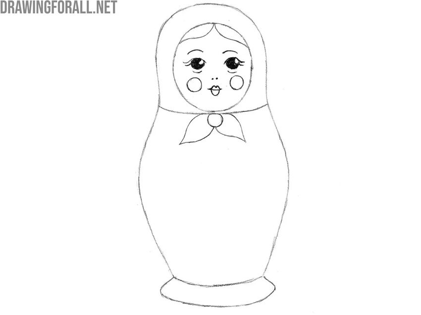 Draw the scarf of the matryoshka doll