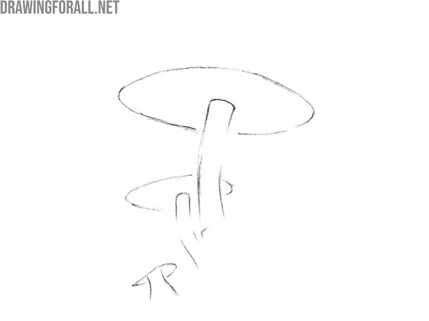 Sketch the stems under each cap