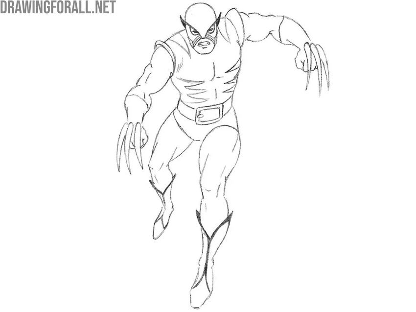 Draw the boots and refine the lower legs