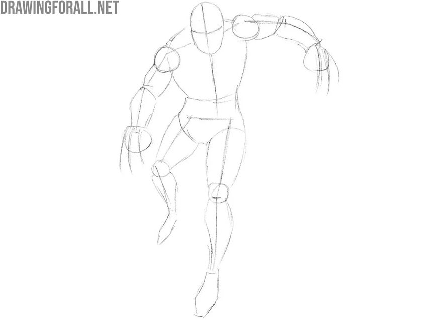 Sketch the limbs using cylindrical shapes