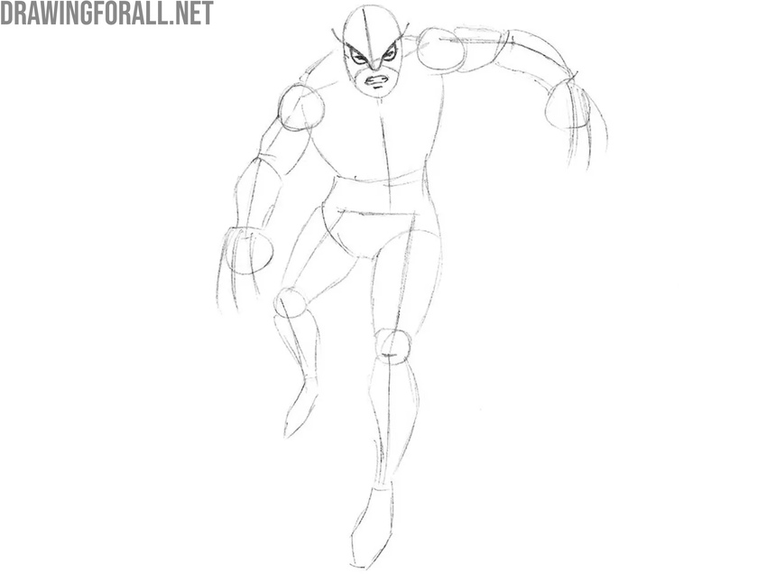 Draw out the face of the original Wolverine