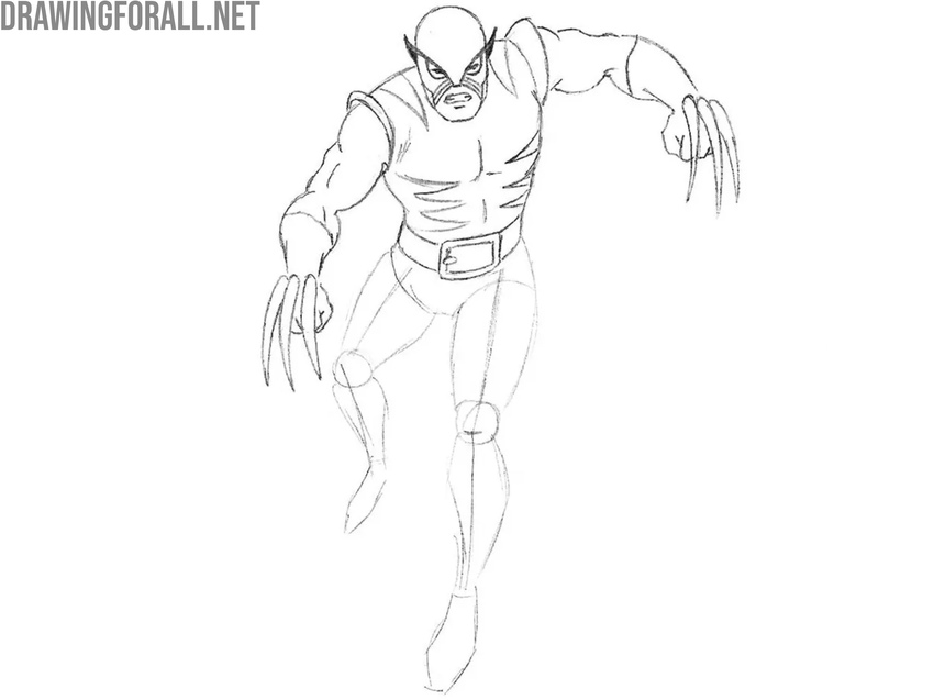 Draw out the original Wolverine hands and claws