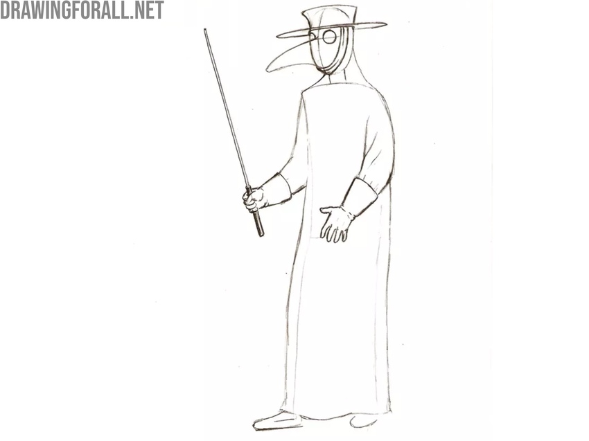 Draw out the arms of the plague doctor