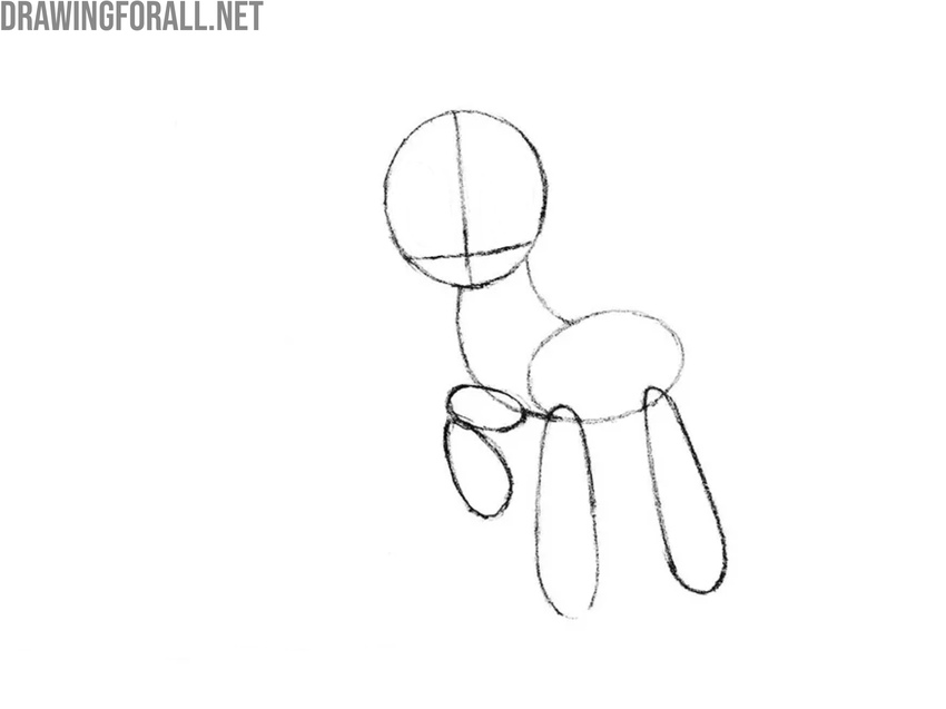 Sketch the hind leg of the pony
