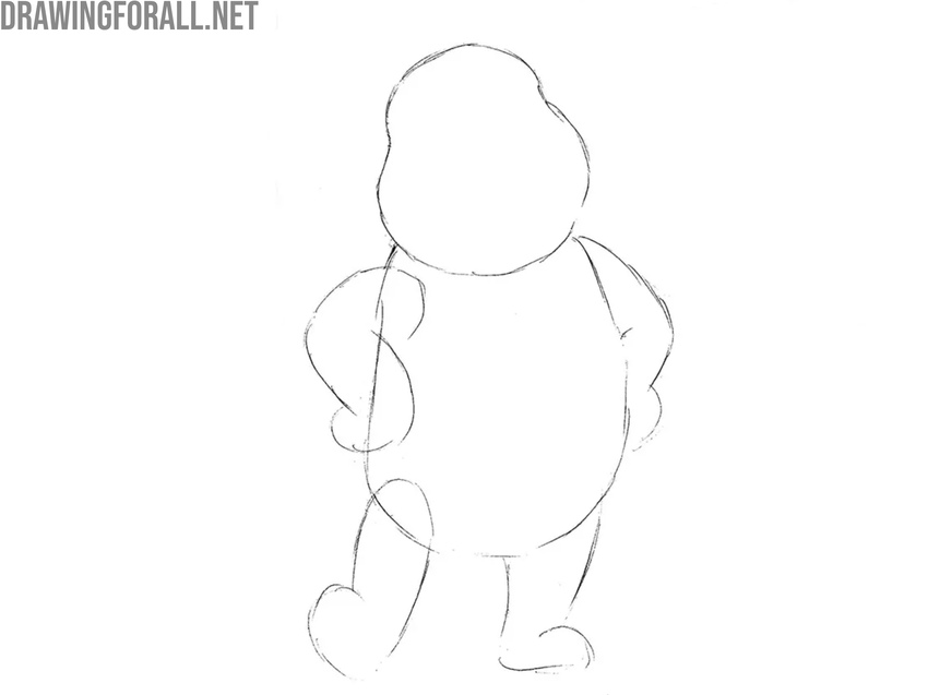 Draw the limbs of Winnie the Pooh