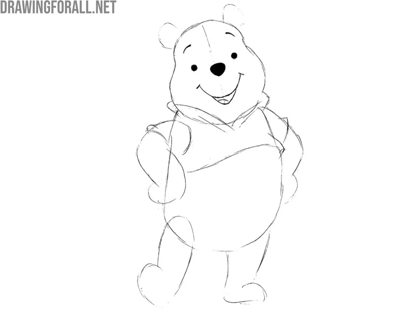 Draw the facial features of Winnie the Pooh