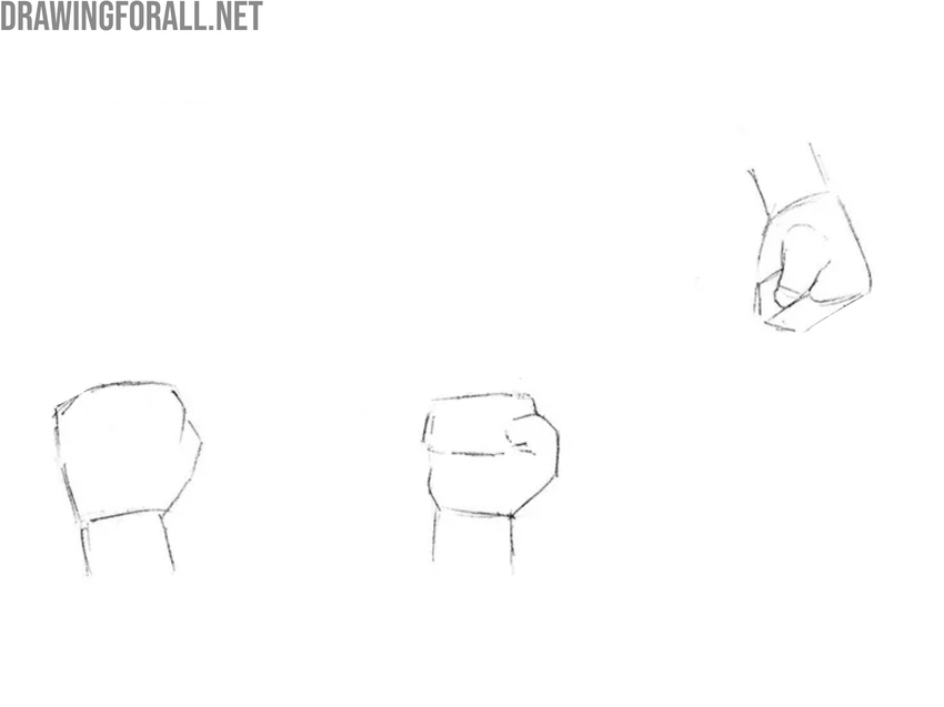 Lightly sketch the hand shapes