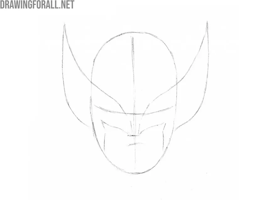 Draw the mask ears on Wolverine’s head
