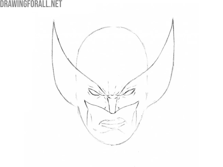 Trace the mask opening and ears