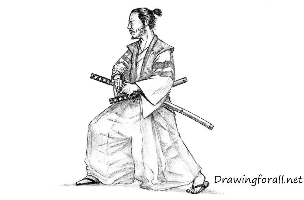 how to draw a realistic samurai