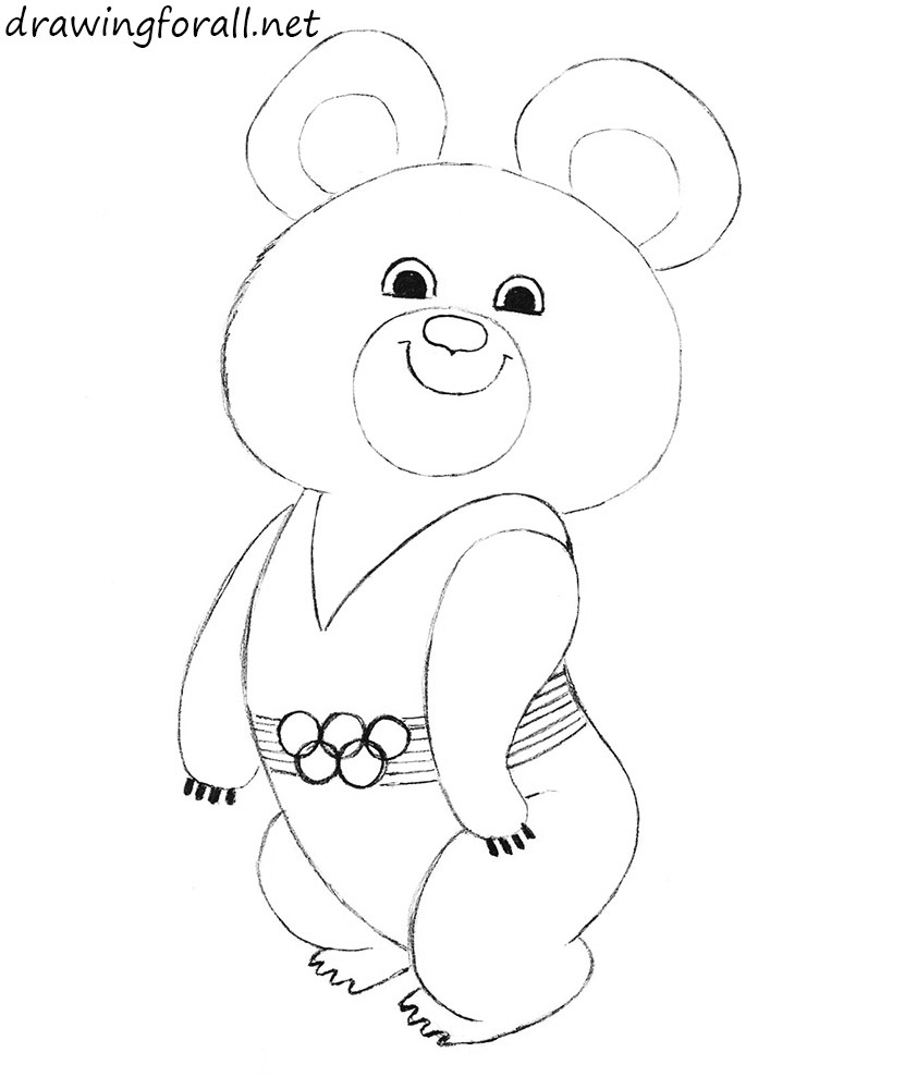 how to draw the Olympic Mishka step by step