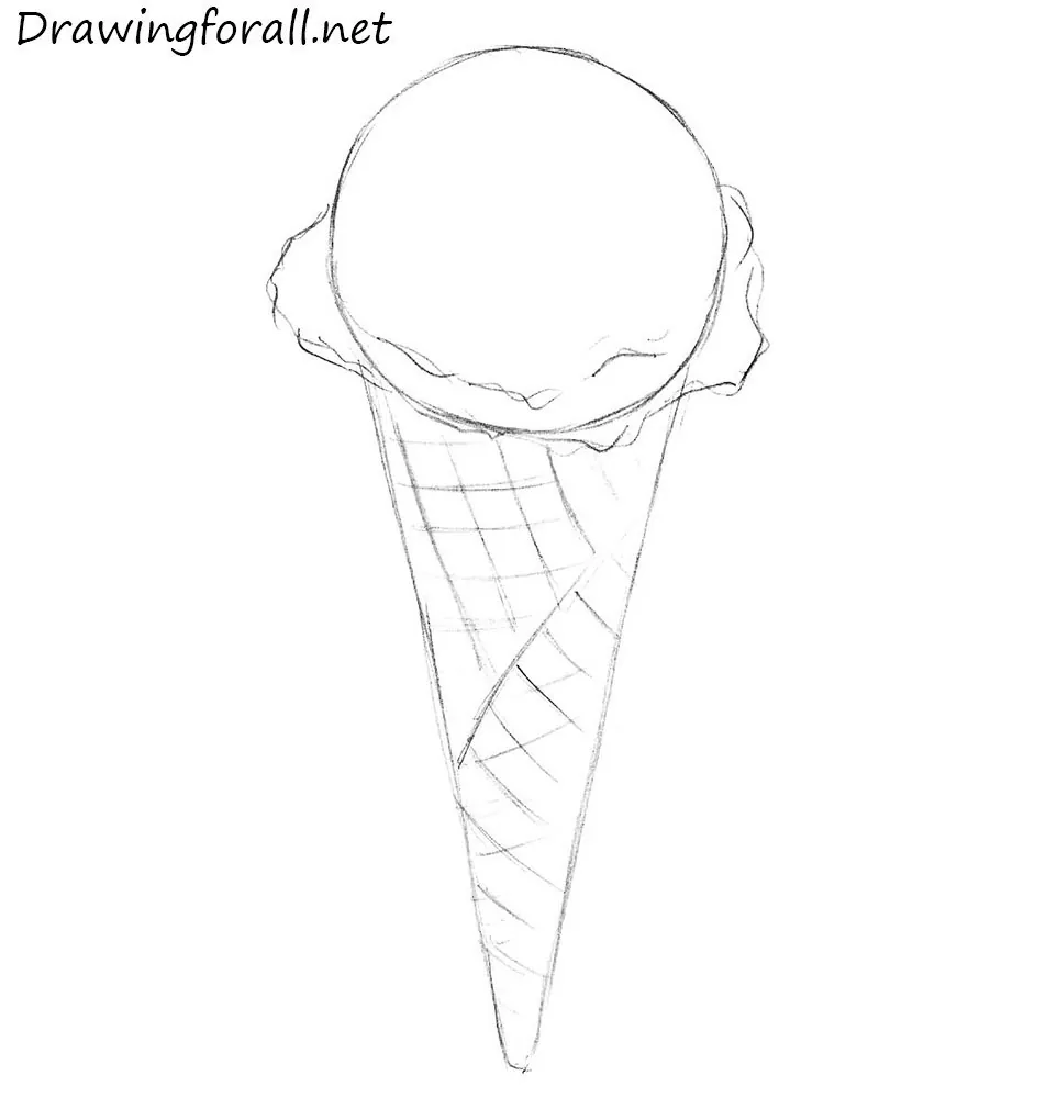 how to draw an ice cream cone step by step