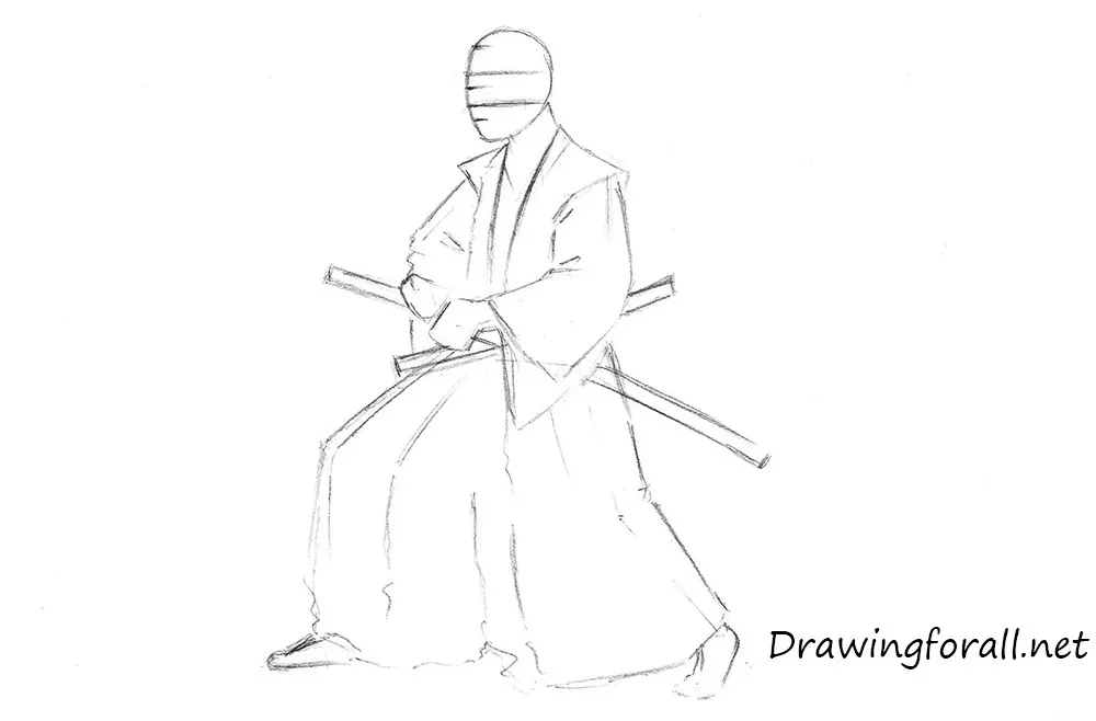 how to draw samurai step by step
