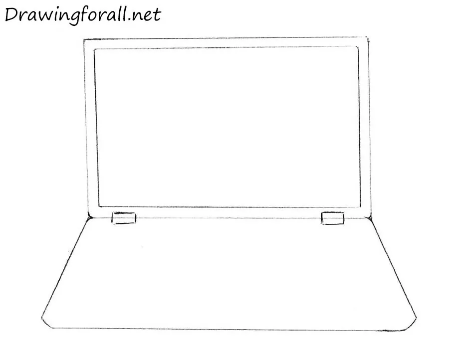 How to draw a laptop step by step