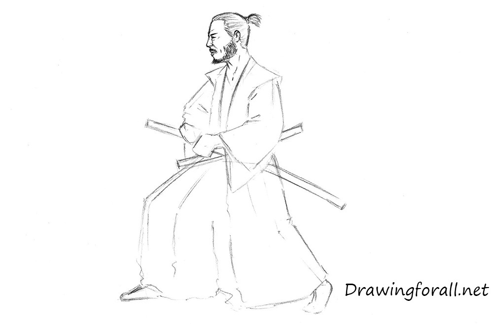 how to draw a realistic samurai step by step