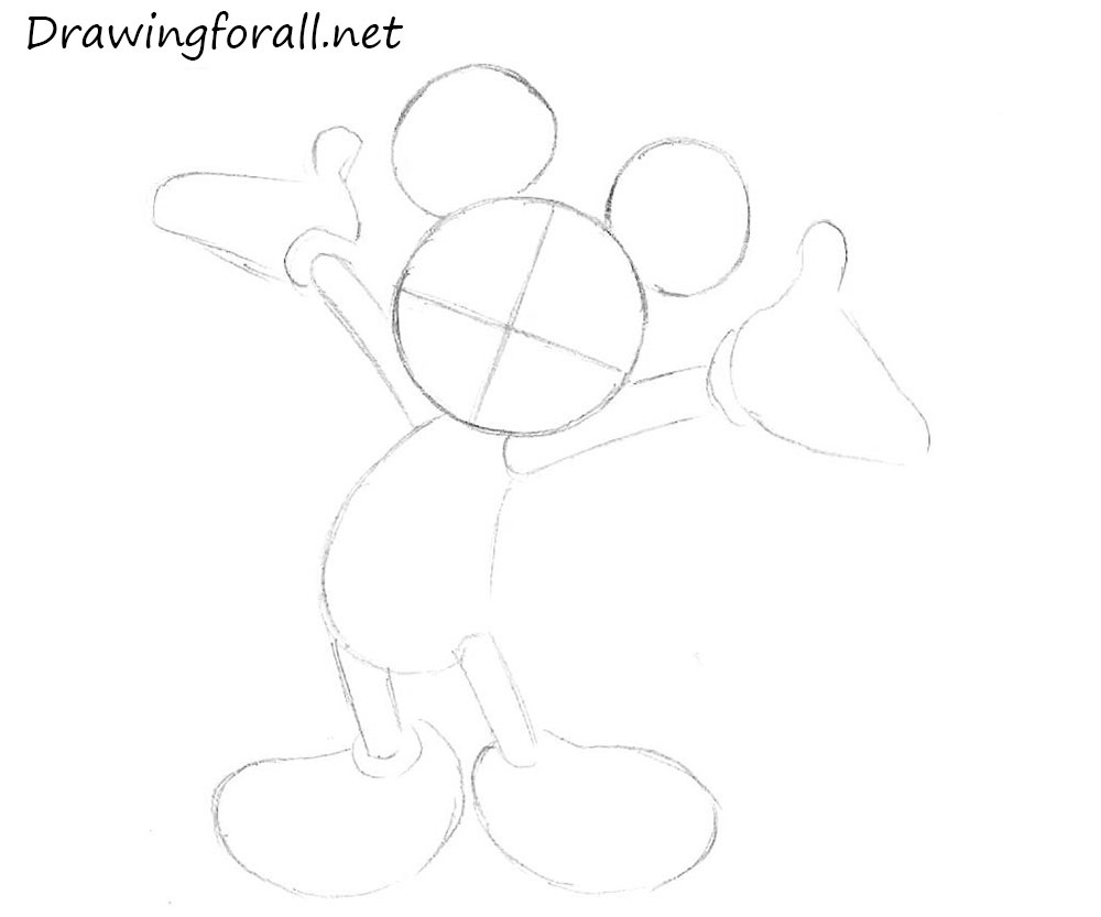 how to draw mickey mouse with a pencil