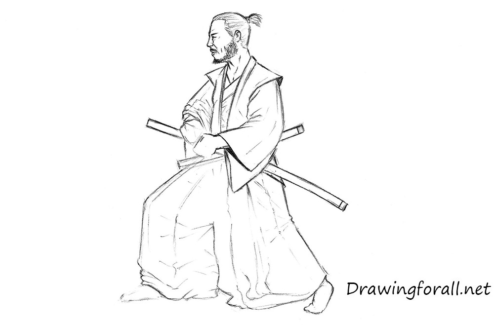 how to draw a realistic samurai step by step