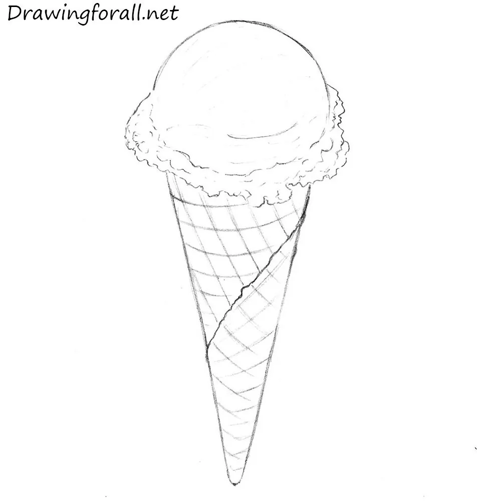 how to draw an ice cream cone with a pencil