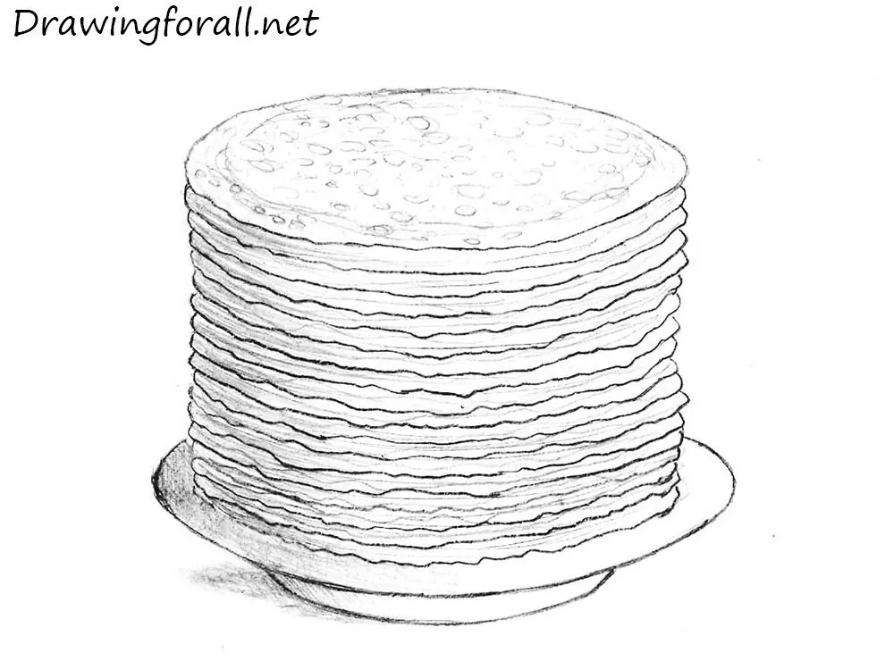 a stack of pancakes drawing